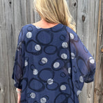 Silk Circles Kaftan in navy at ooh la la! in Grapevine TX 76051