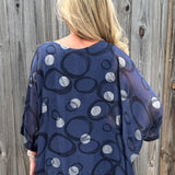 Silk Circles Kaftan in navy at ooh la la! in Grapevine TX 76051