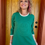 Happy Holiday Trees Embossed Waffle Sweatshirt in green at ooh la la! in Grapevine TX 76051
