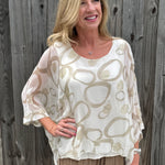 Silk Circles Kaftan in beige at ooh la la! in Grapevine TX 76051