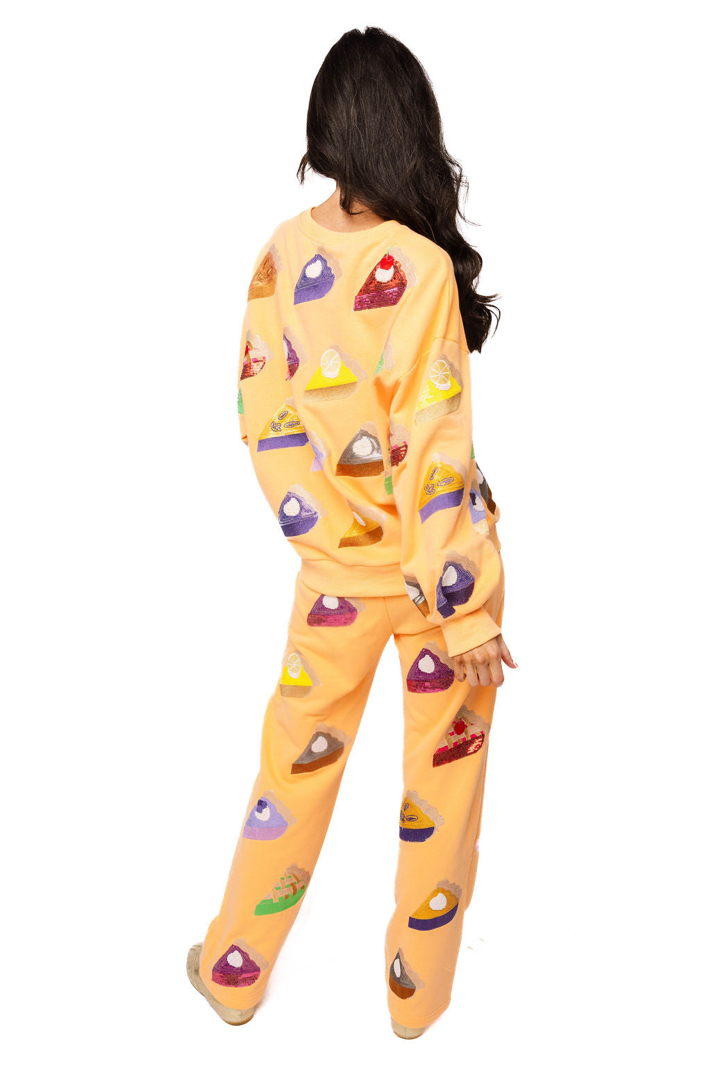 Queen of Sparkles Peach Multi Pies Sweatshirt at ooh la la! in Grapevine TX 76051