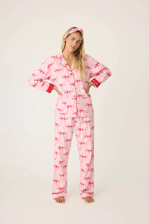 PJ Salvage Ribbons & Bows Flannel PJ Set