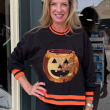 Queen of Sparkles Black Halloween Pumpkin Candy Bucket Sweatshirt at ooh la la! in Grapevine TX 76051