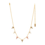 TOVA Multi Cross Necklace in Candy Glam Blush with gold chain and multicolor crystal cross charms at ooh la la! in Grapevine TX 76051