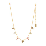 TOVA Multi Cross Necklace in Candy Glam Blush with gold chain and multicolor crystal cross charms at ooh la la! in Grapevine TX 76051
