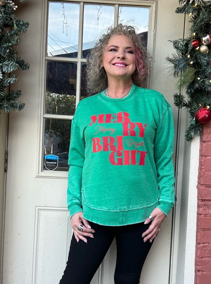 Merry and Bright Sweatshirt at ooh la la! in Grapevine TX 76051