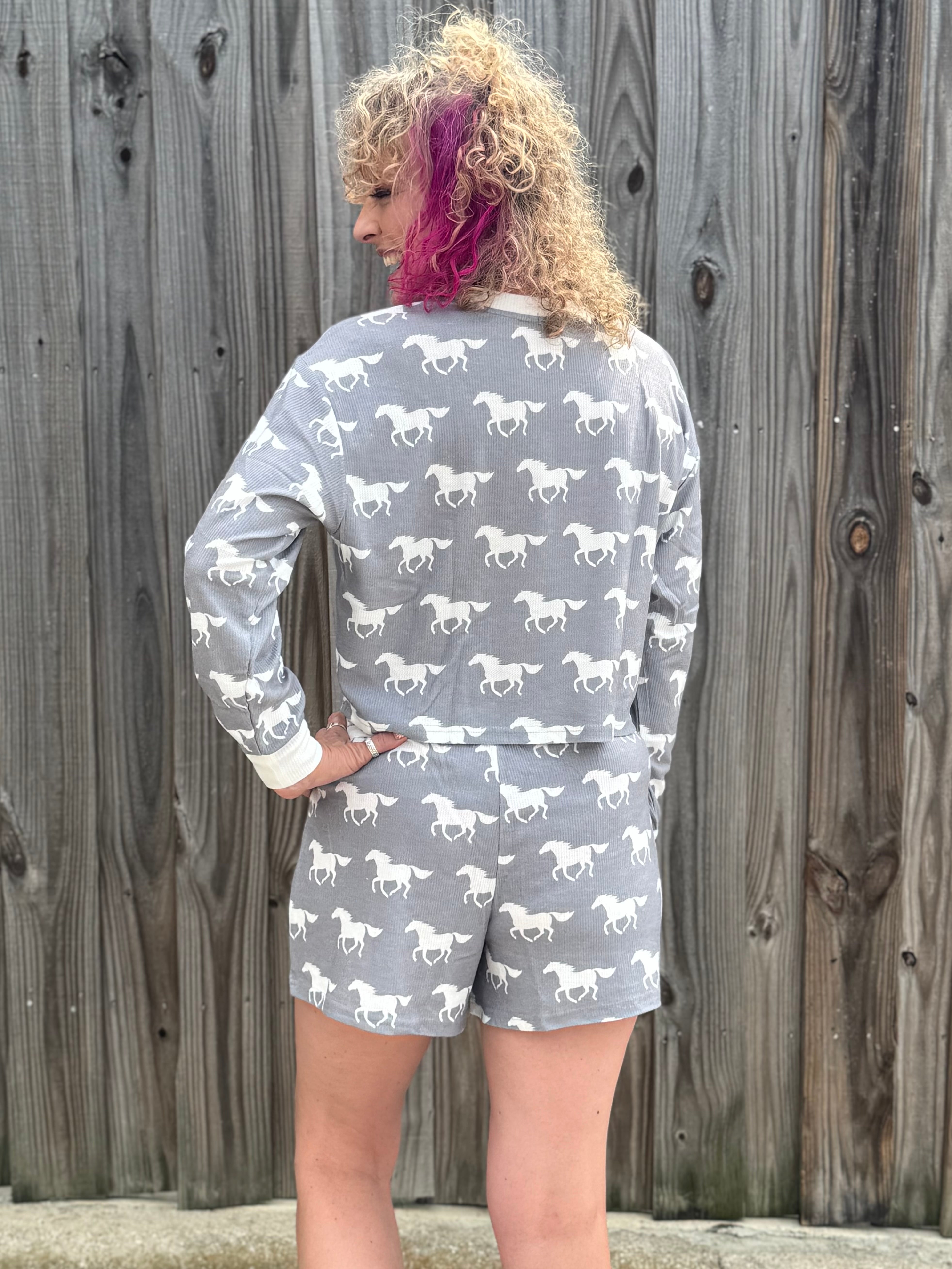 PJ Salvage Boyfriend Boxer Horse Print Short Set at ooh la la! in Grapevine TX 76051