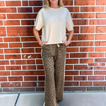 Mocha Leopard with Beige Racing Side Stripe Pant at ooh la la! in Grapevine TX 76051