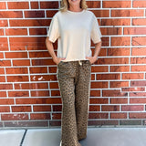Mocha Leopard with Beige Racing Side Stripe Pant at ooh la la! in Grapevine TX 76051