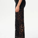 Bayeas High Rise Embroidered Floral Lace Wide Leg Jeans in Inkgauze black at ooh la la! in Grapevine TX 76051