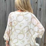 Silk Circles Kaftan in beige at ooh la la! in Grapevine TX 76051