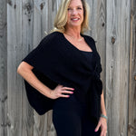 Ribbed Knit Wrap with Tab in black at ooh la la! in Grapevine TX 76051