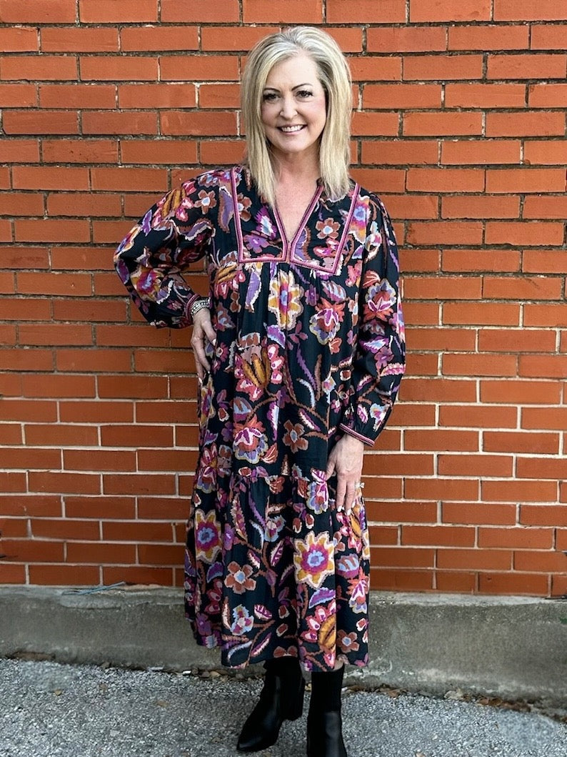 Molly Bracken Abstract Floral Midi Dress at ooh la la! in Grapevine TX 76051