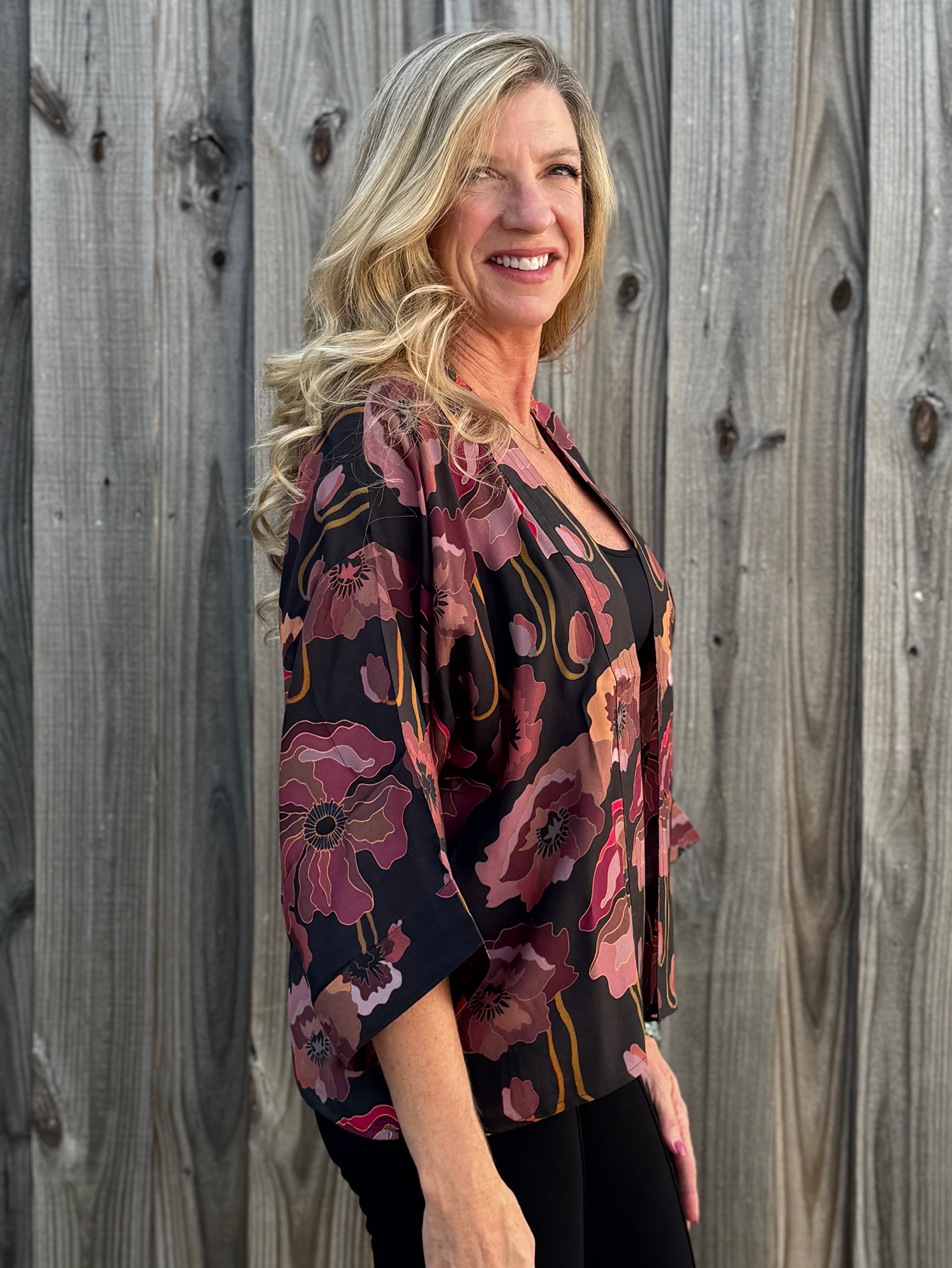 Fall Poppy Short Kimono at ooh la la! in Grapevine TX 76051