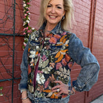Embroidered Floral Sequin Denim Jacket at ooh la la! in Grapevine TX 76051