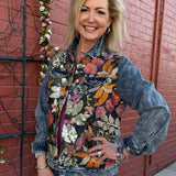 Embroidered Floral Sequin Denim Jacket at ooh la la! in Grapevine TX 76051