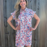 Molly Bracken Printed Ruffle Sleeve Shirt Dress at ooh la la! in Grapevine TX 76051