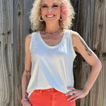 Ribbed Shimmer Tank Top in Silver at ooh la la! in Grapevine TX 76051