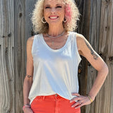 Ribbed Shimmer Tank Top in Silver at ooh la la! in Grapevine TX 76051