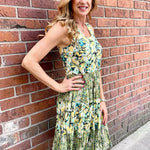 Dress Addict Joy Dress, organic cotton tank dress, floral knee length dress with pockets, crinkle cotton summer dress, Mixed Roses print dress, sustainable women's fashion, bias-cut sleeveless dress. at ooh la la! in Grapevine TX 76051