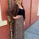 Leopard Print Long Mesh Skirt