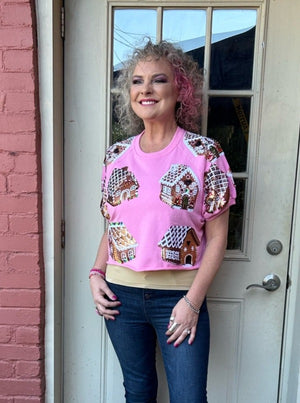 Queen of Sparkles Pink Gingerbread House Top at ooh la la! in Grapevine TX 76051