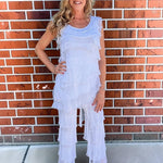 Made in Italy Silk Ruffle Pants in White at ooh la la! in Grapevine TX 76051
