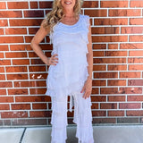 Made in Italy Silk Ruffle Pants in White at ooh la la! in Grapevine TX 76051