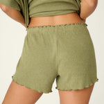 PJ Salvage Rib Knit Lounge Shorts in Heather Dark Olive at ooh la la! in Grapevine TX 76051