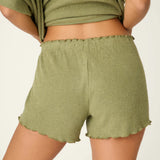 PJ Salvage Rib Knit Lounge Shorts in Heather Dark Olive at ooh la la! in Grapevine TX 76051