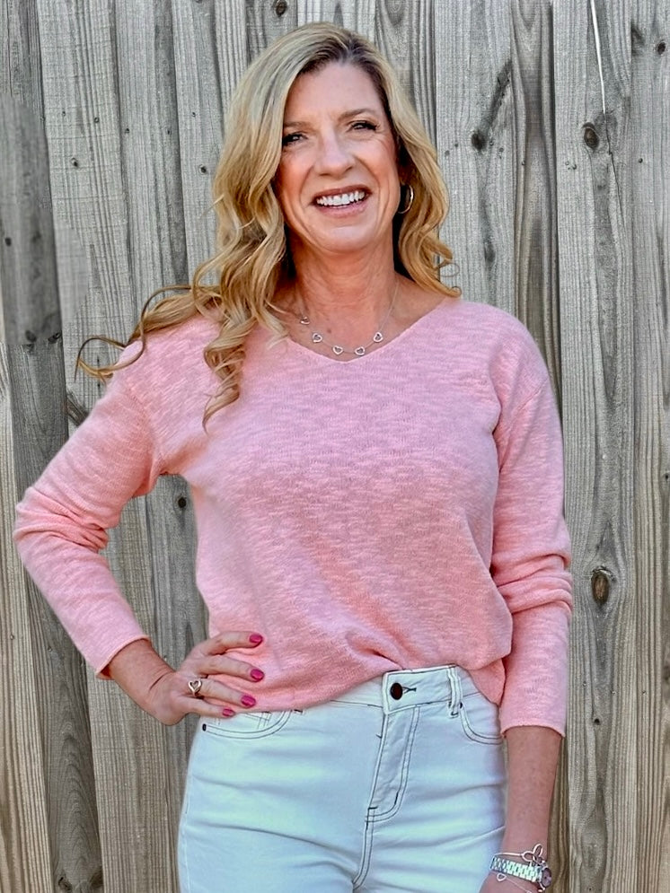 V-Neck Pullover Light Cotton Sweater - 1