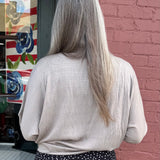 Made in Italy Tie Front Batwing Cardigan in taupe at ooh la la! in Grapevine TX 76051