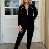 Trimmed Plush Jogger Set in black at ooh la la! in Grapevine TX 76051