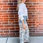 High Rise Wide Leg Lace Denim Jeans With Rhinestones in blue at ooh la la! in Grapevine TX 76051