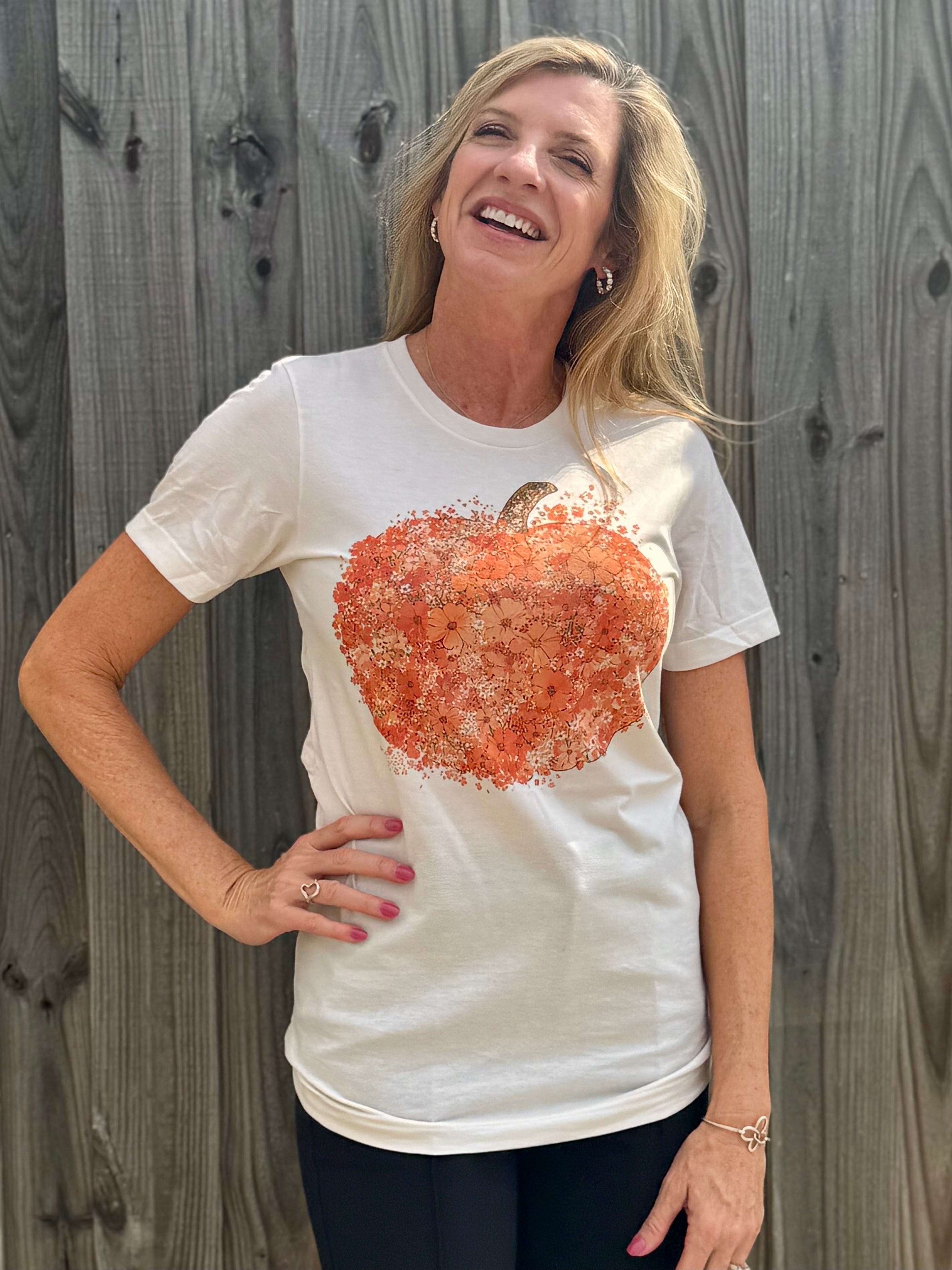 Orange Flower Pumpkin Tee at ooh la la! in Grapevine TX 76051