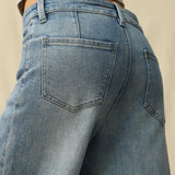 Bayeas High Rise Embroidered Embellished Wide Leg Jeans in light blue at ooh la la! in Grapevine TX 76051