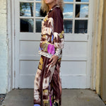 Satin Village Print Pant In brown at ooh la la! in Grapevine TX 76051