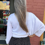 Made in Italy Tie Front Batwing Cardigan in white at ooh la la! in Grapevine TX 76051