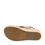 Corky's Falling Hard tan wedge sandal with cork platform and brown ankle strap buckle at ooh la la! in Grapevine TX 76051