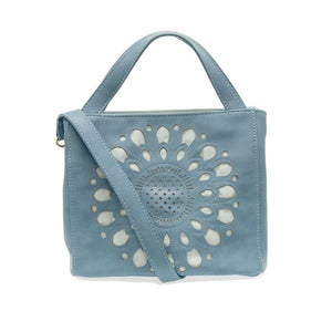 Joy Susan Flora Laser Cutout Crossbody Tote in Tranquil Blue at ooh la la! in Grapevine TX 76051