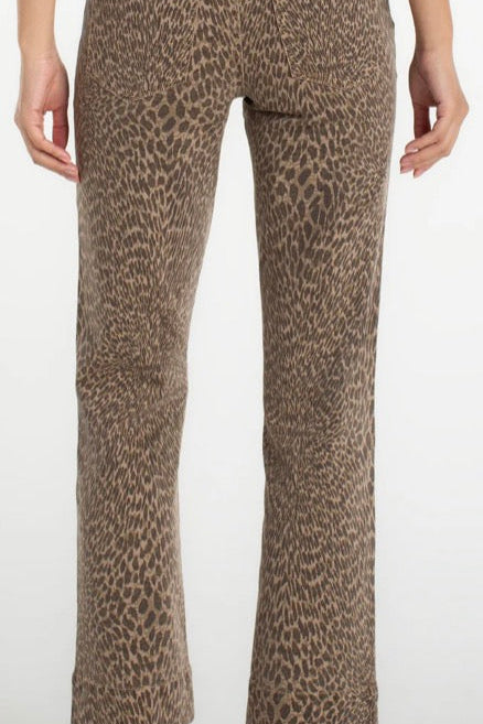 Liverpool Kennedy Straight Jeans with Wide Hem - Khaki Abstract Animal at ooh la la! in Grapevine TX 76051