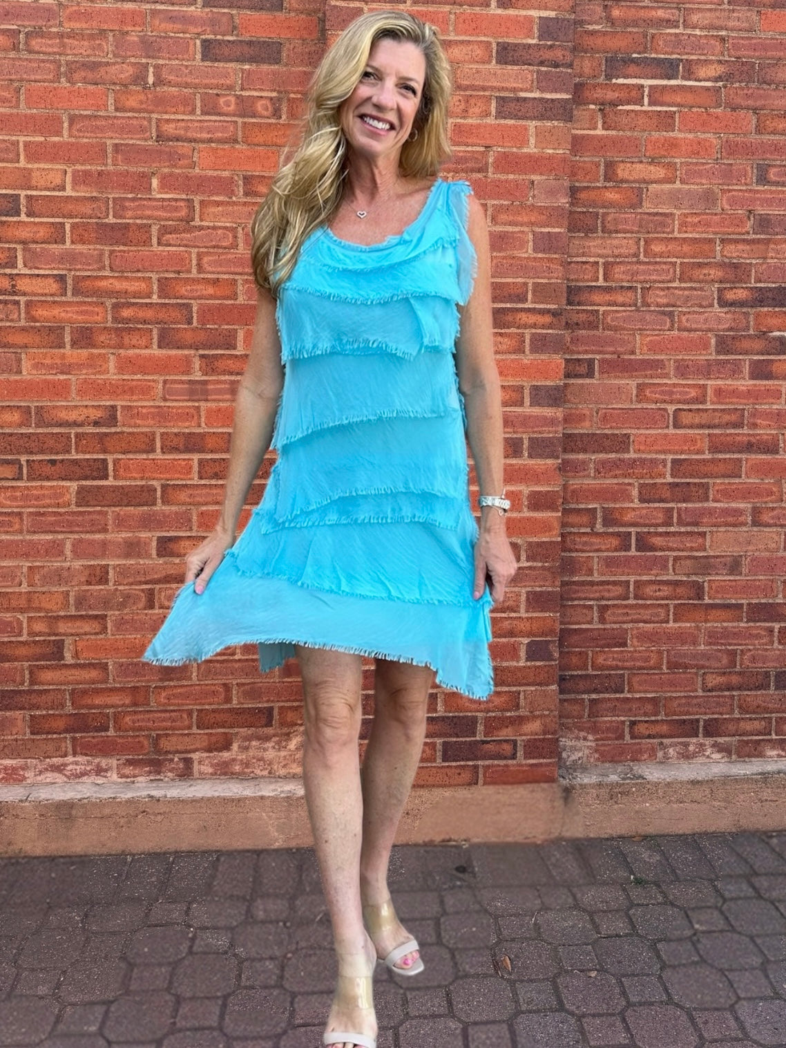 Silk Ruffle Dress in Assorted Colors