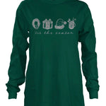 Christmas Sketchy Season Long Sleeve Tee in green at ooh la la! in Grapevine TX 76051
