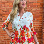 Olive Hill Notch Collar Poppy Print Blouse at ooh la la! in Grapevine TX 76051