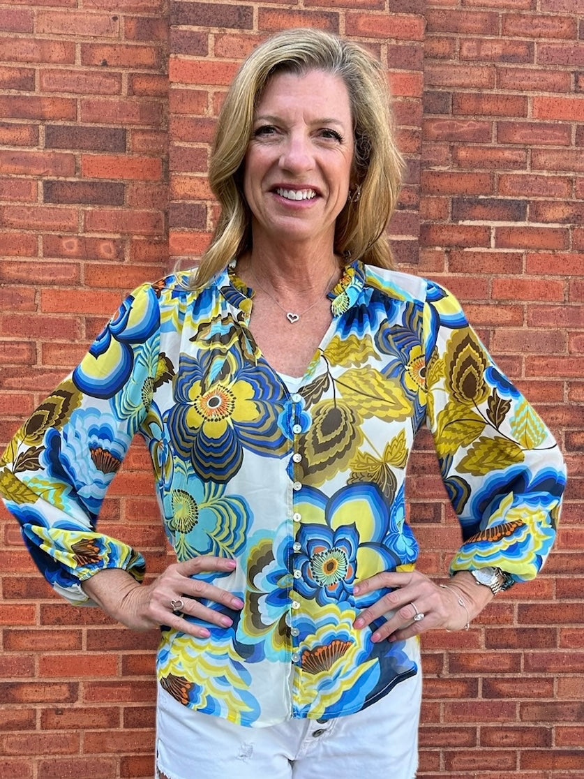 Olive Hill Psychedelic Flowers Blouse at ooh la la! in Grapevine TX 76051