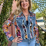Adore Denim Jacket With Sequin Lace at Ooh La La! in Grapevine TX 76051