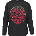 Christmastime Glitter Print Long Sleeve Tee in black at ooh la la! in Grapevine TX 76051