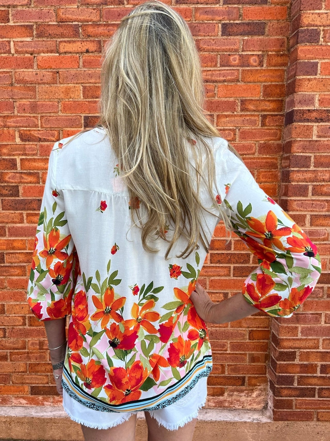 Olive Hill Notch Collar Poppy Print Blouse at ooh la la! in Grapevine TX 76051