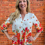 Olive Hill Notch Collar Poppy Print Blouse at ooh la la! in Grapevine TX 76051