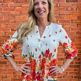 Olive Hill Notch Collar Poppy Print Blouse at ooh la la! in Grapevine TX 76051